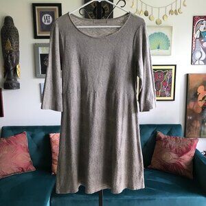 CUT LOOSE size S Gray Jacquard Knit 3/4 Sleeve Casual Dress Made in the USA